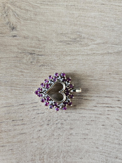 10k red Gem Heart Pendant • Dainty Love Necklace • Romantic Gift for Her • Vintage-Inspired Jewelry • Valentine's Day Charm